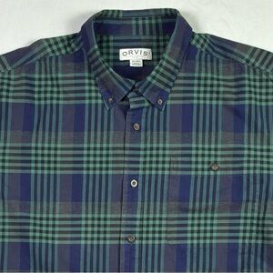 Orvis Classic Shirt Mens XXL Green Tartan Plaid Long Sleeve Button Up Outdoors